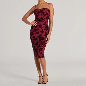 Windsor Raspberry and Black Lace Detail Dress